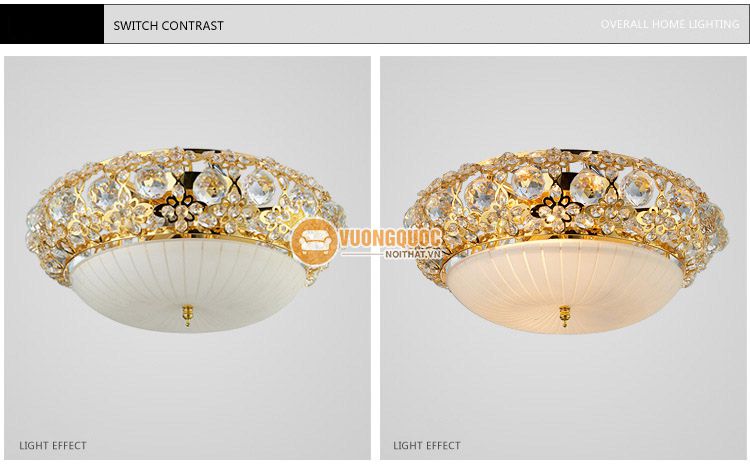 Đèn ốp trần pha lê gắn đá tinh xảo CM162-7